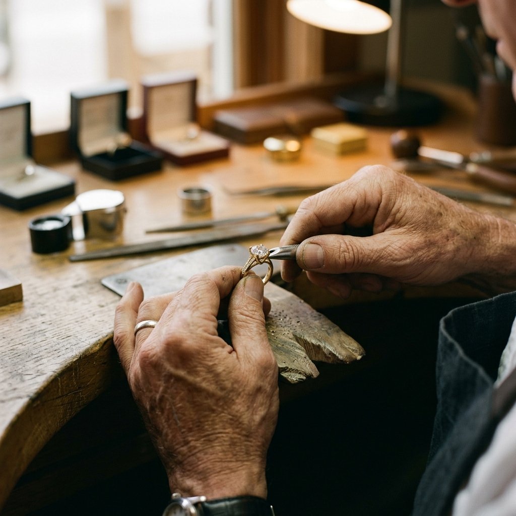 ATS Jewellery tasarımcı ve zanaatkar atölyede çalışırken